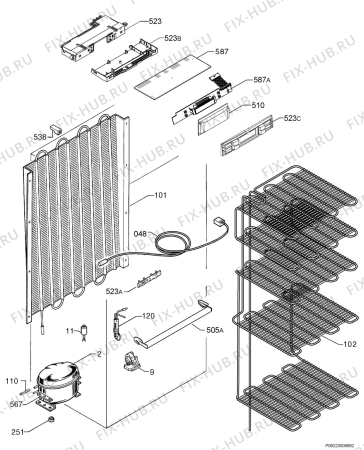 Взрыв-схема холодильника Privileg 142094_41864 - Схема узла Cooling system 017